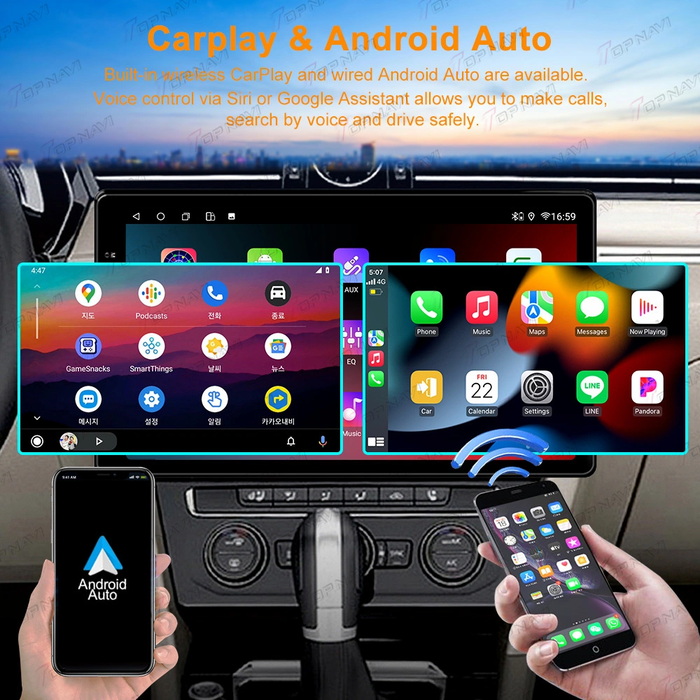 Top Navi Hot Sale de 13.3 polegadas Rádio automóvel universal rotativo Leitor multimédia para Android Auto Stereo Hyundai Jeep