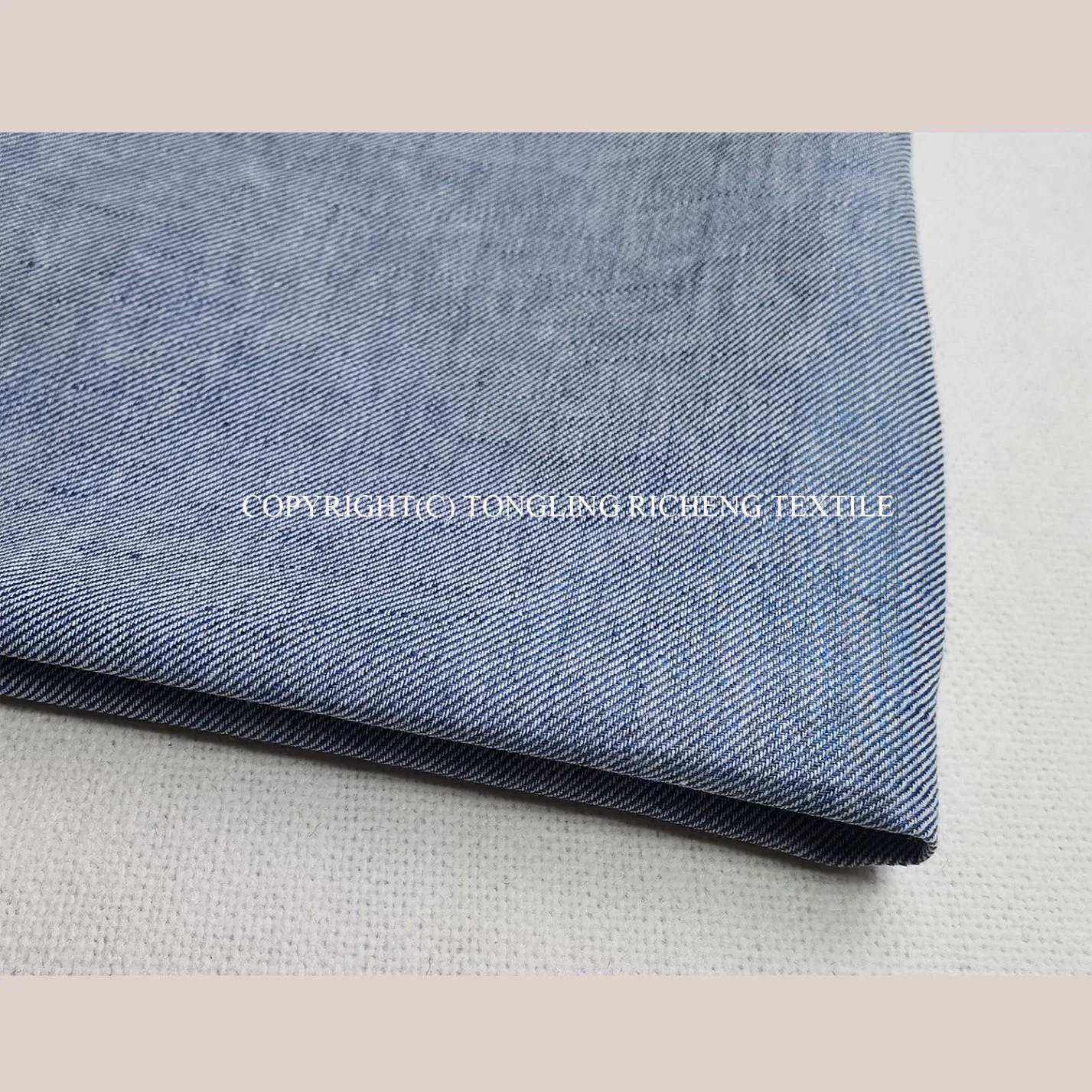 Custom Design Chambray Blended Linen Cotton and Spandex Fabric for Jeans