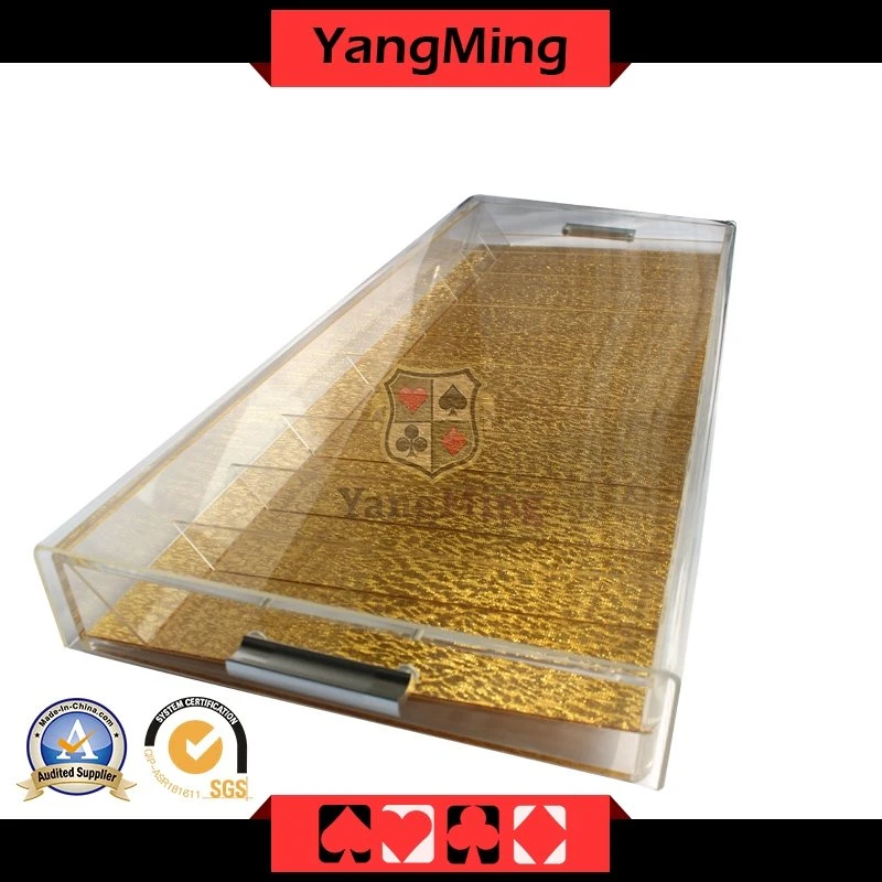 Gambling Table of Transparent 9 Row Acrylic Casino Chip Float Poker Chip Tray with Lock Ym-CT09