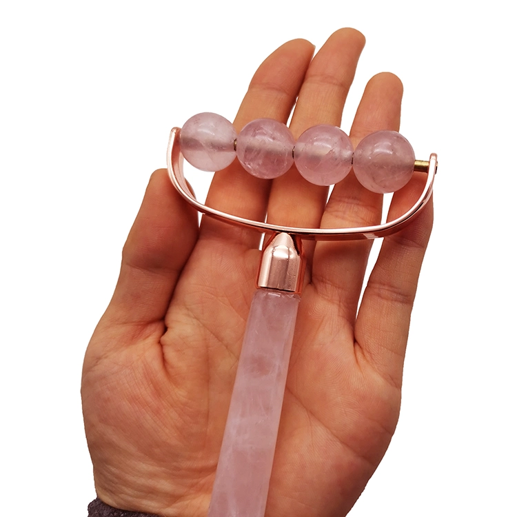Nuevo producto de belleza Cuarzo Rosa Rosa de rodillos de Jade de la herramienta de masaje de cuerpo