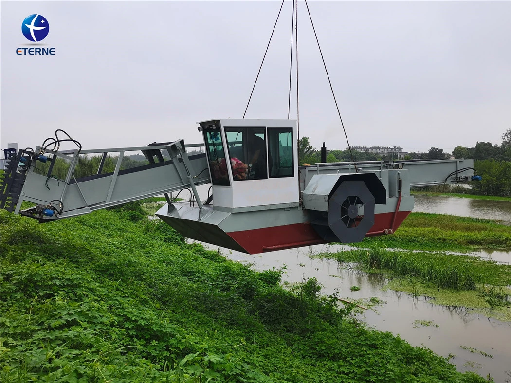 A coleta de lixo Barco Aguap infestantes aquáticas de limpeza da Colhedora