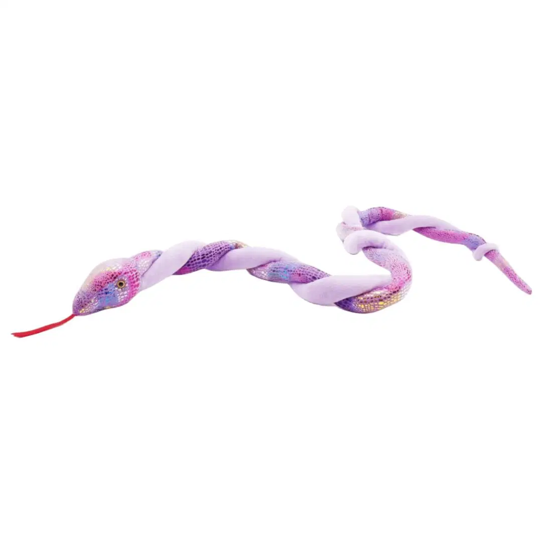 Promotion Plastic Eyes Two-Tone Sequined Twisty Snake Soft Stuffed Twist Snake Adventure Planet 131cm Plush Sparkle Animal Purple Twisted Snakes Toy