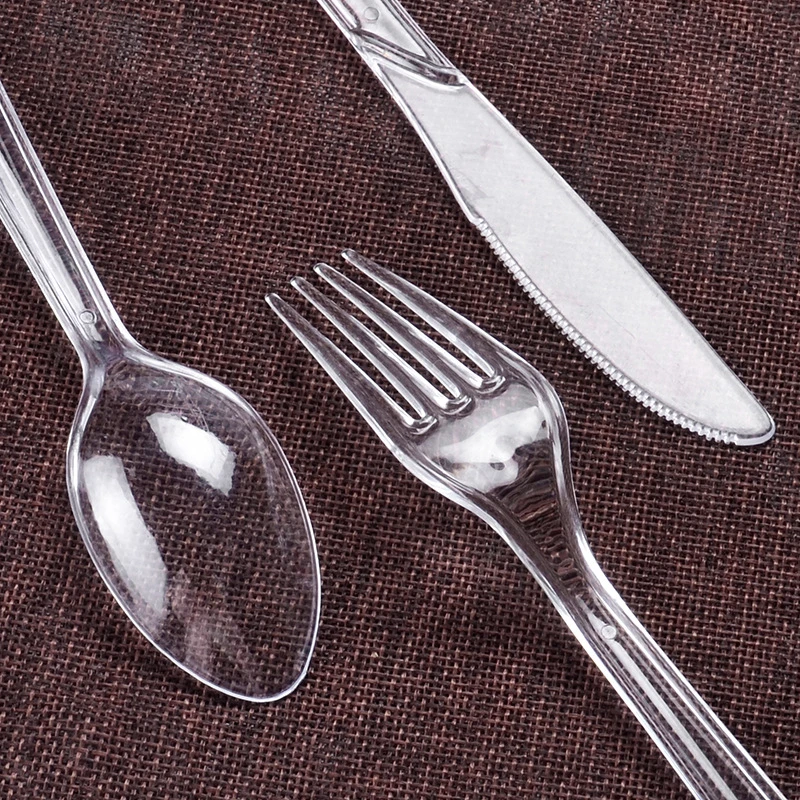 Discount Price Clear Heavy Duty Plastic Fancy Cutlery Elegant Disposable Forks