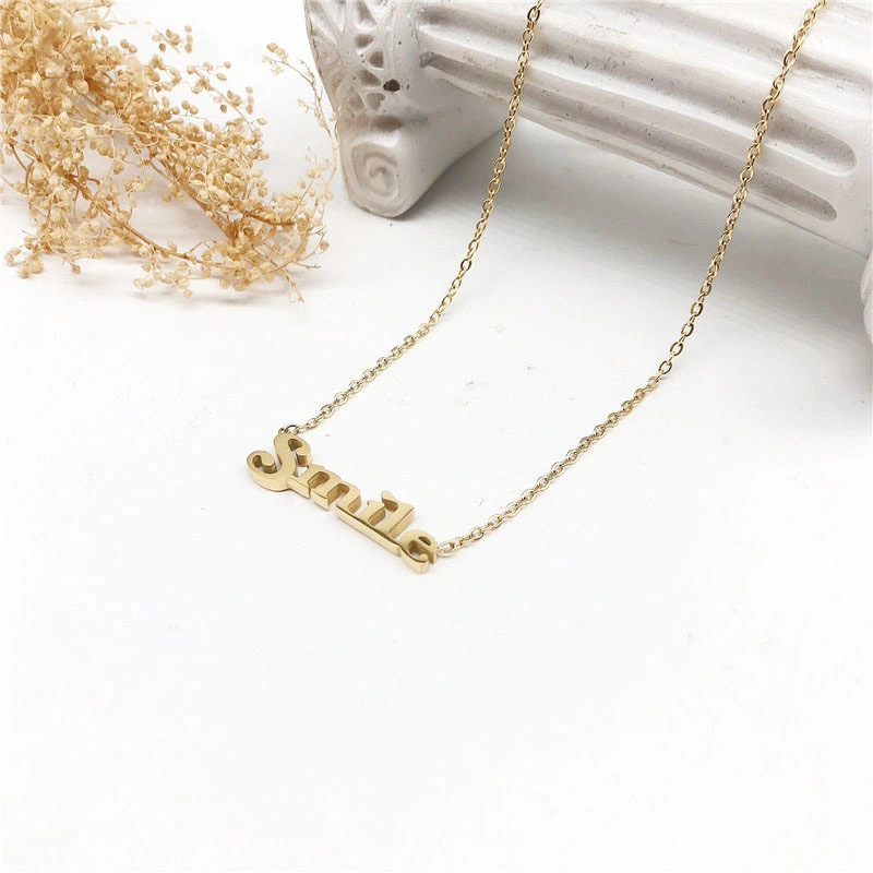 Manufacturer Custom Jewelry Tarnish Free Waterproof Name Plated Letter Necklace Women Jewellery Customized 14K 18K Gold Plated Stainless Steel Fashion Jewelry