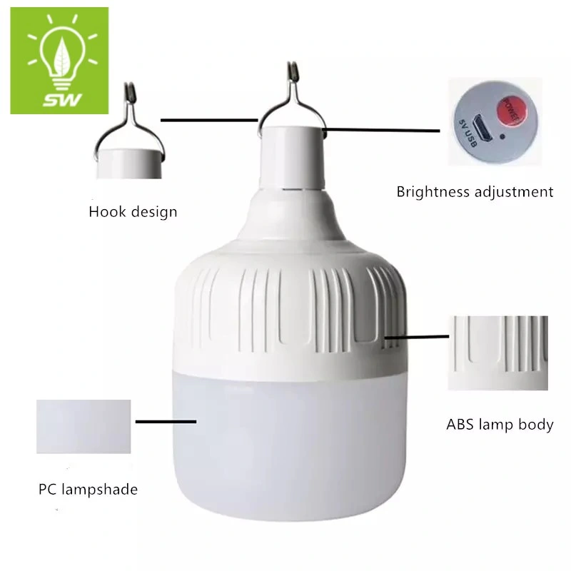Wholesale Price T Shape Bulb Home Lighting 20W 30W 40W 50W Rechargeable Lamp 6500K LED Emergency Light with Battery
