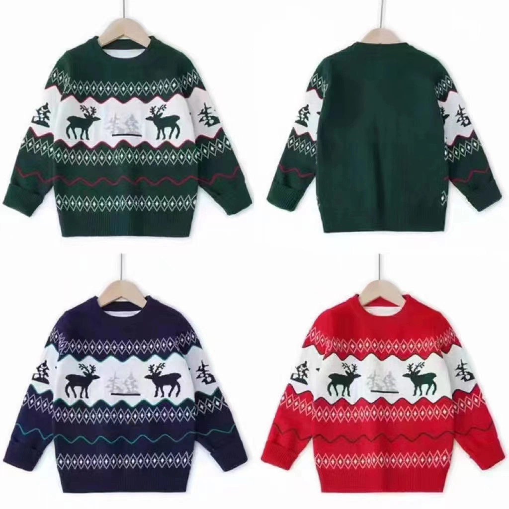 China Manufacturer Classic Clothing Children's Ultra Soft Winter Garment Knitted Pull Over Crew Neck Woolly Xmas Sweater Fall Knitwear Custom Clothes