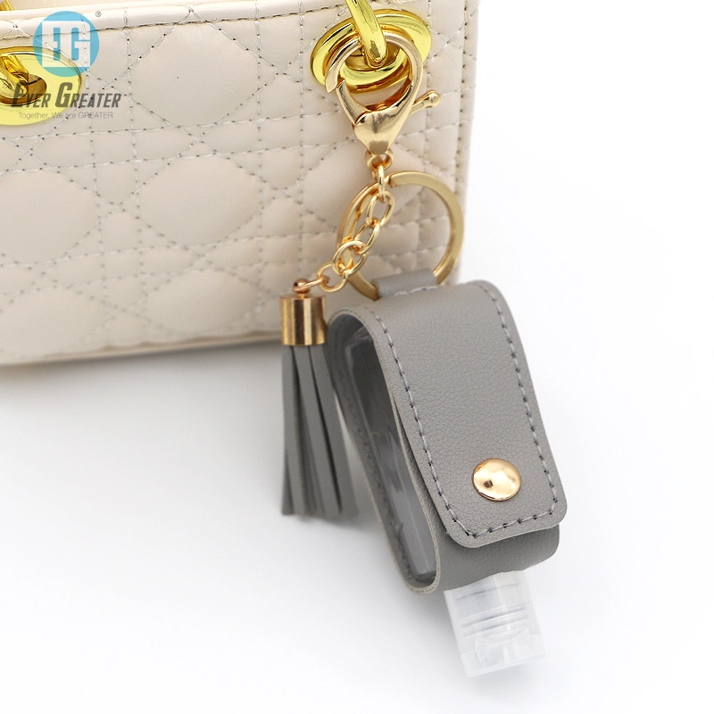 Custom High Quality Luxury Leather Hand Sanitizer Keychain