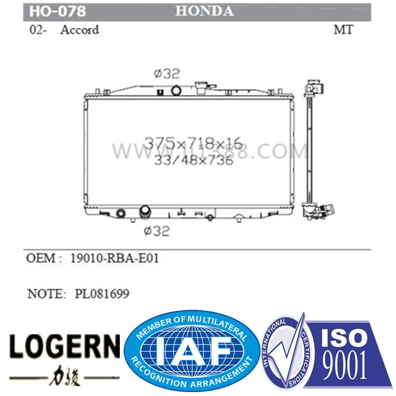 Ho-078 Aluminum Alloy Radiator for Honda Accord&prime; 02- Mt