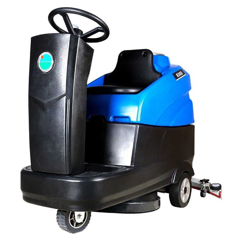 Azul Color Mini Equipo de limpieza compacto Energía de la batería Paseo comercial Exfoliante en el suelo para el almacén de la fábrica del taller