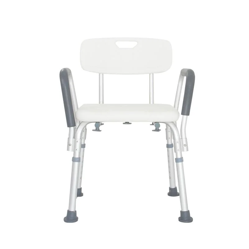 Portable White Aluminum Elderly Bathing Chair Shower with Arms Adjustable Bath Stool Seat Shower Bench