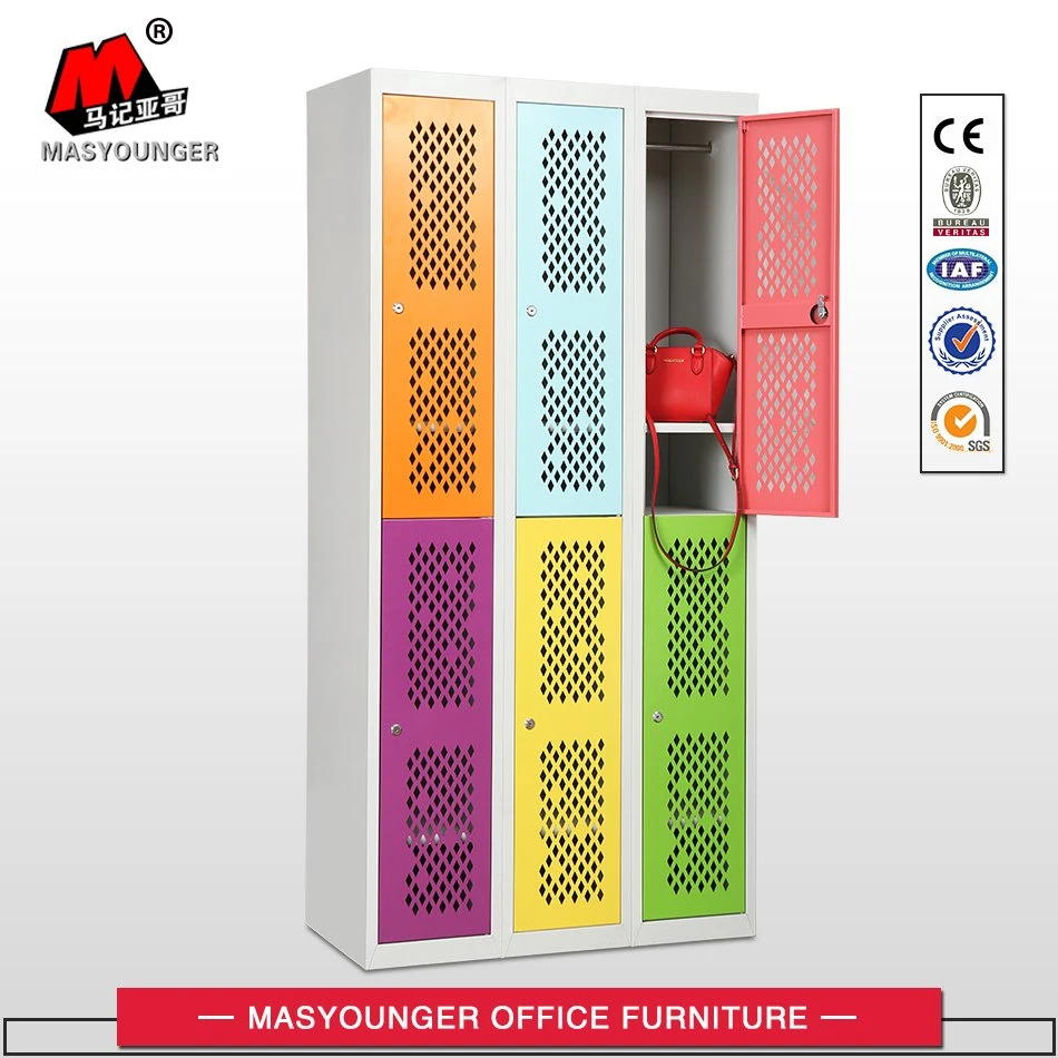 Metal Locker Steel Compact 6 Door Wardrobe Workplace Public Place Storage Clothes Personal Items Locker