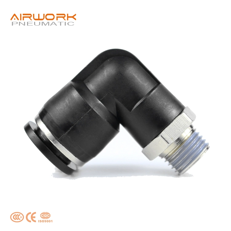 Pl 6 mm 10mm 3/8 Bsp NPT Male Thread Elbow 90 Degree Plastic Quick Connector Pneumatic Fitting