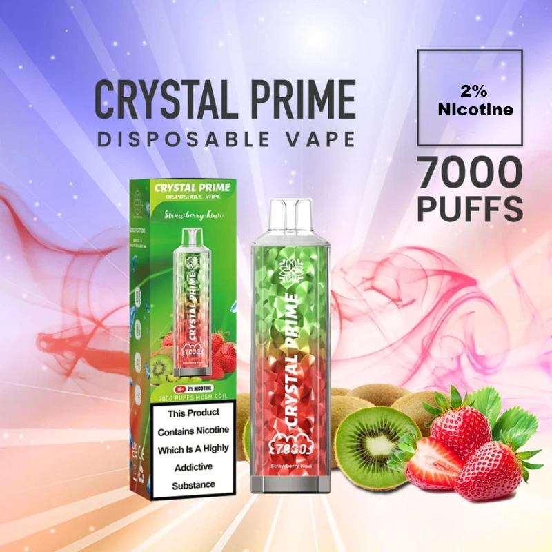 VAPE al por mayor pluma mejor venta Crystal Prime 7000 sabores de frutas VAPE desechable 2% nicotina E Cigarette