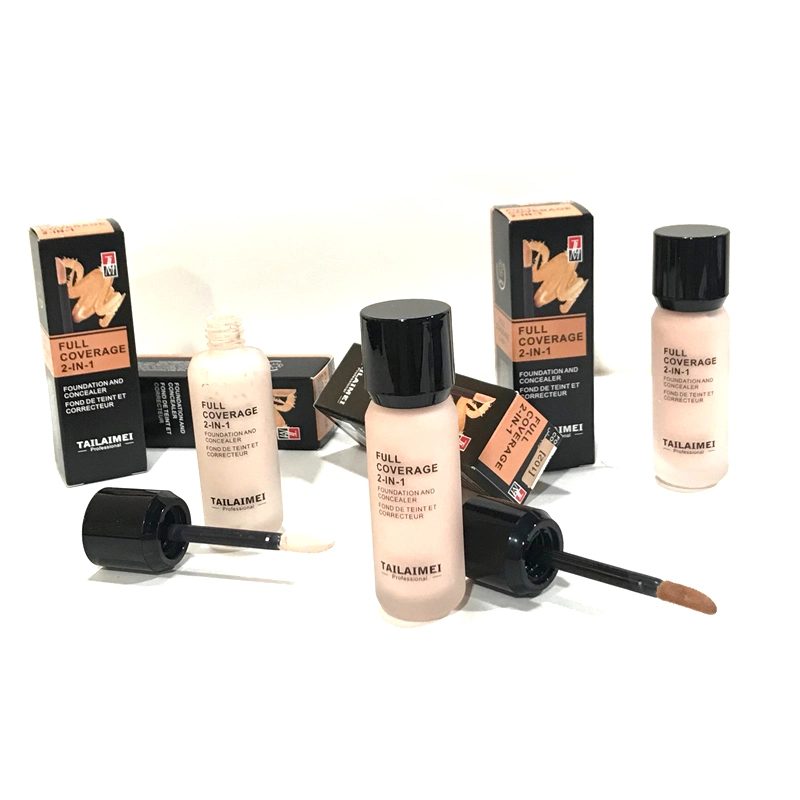 Tlm Private Label SPF30 2 in 1 Liquid Foundation OEM ODM Light Skin Face Base Full Coverage Lasting Makeup Concealer Cream Wholesale/Supplier