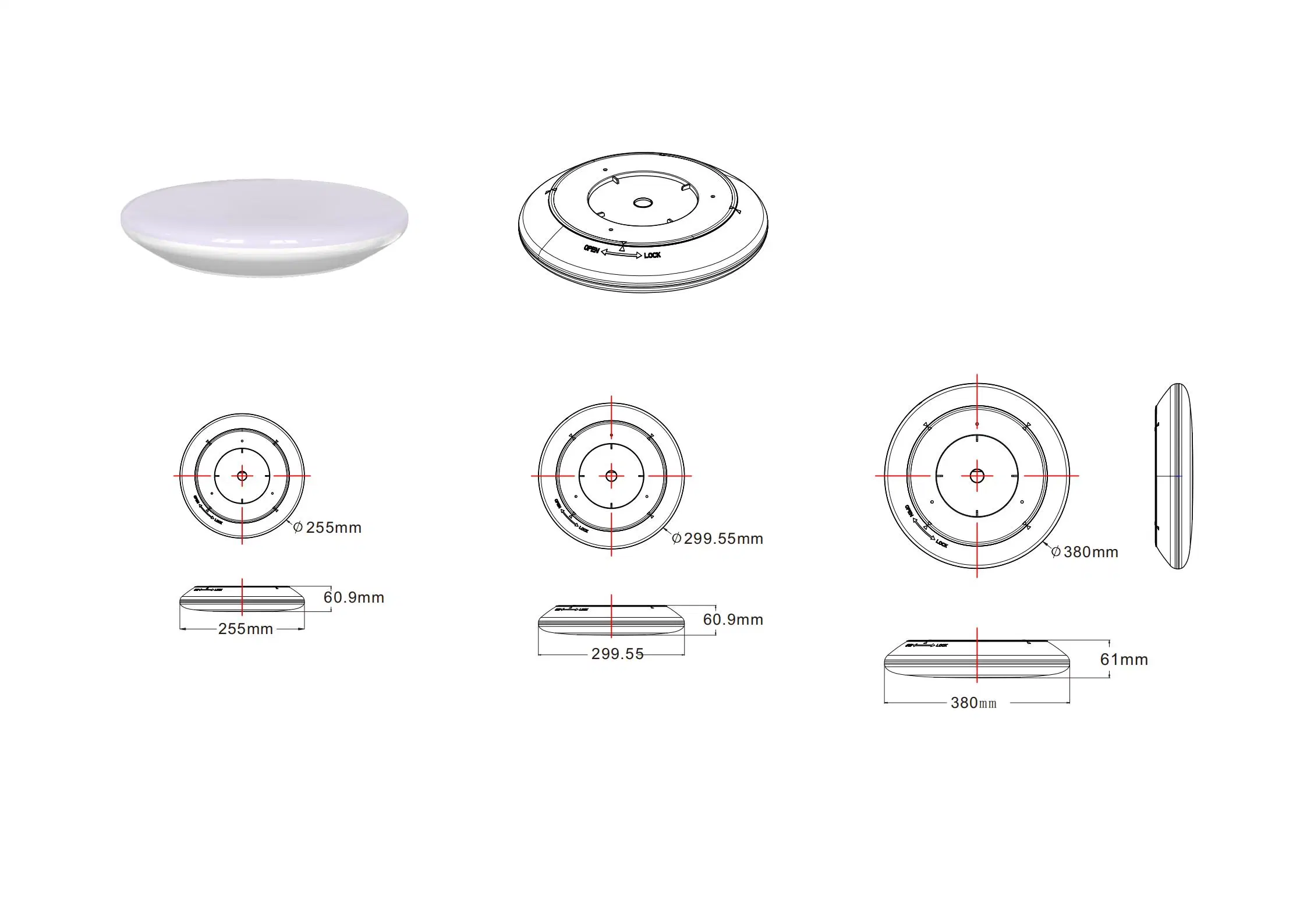 Hotel Balcony Circular 12W/18W/25W CCT Tunable LED Ceiling Light IP65 Waterproof Tri-Proof Lamp