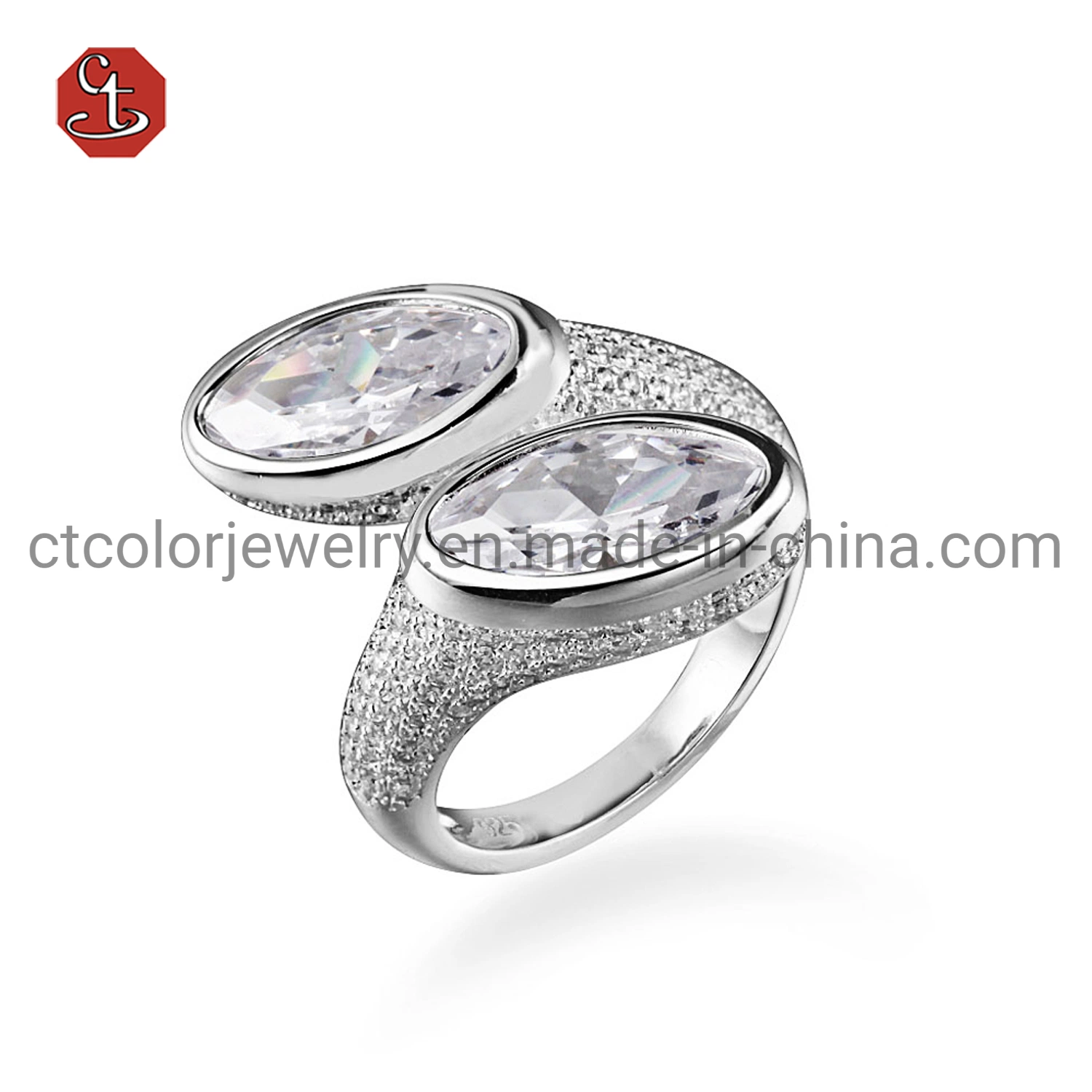 Fashion Jewelry Pink Gemstone Silver Ring Hot Selling Silver or Brass CZ Ring