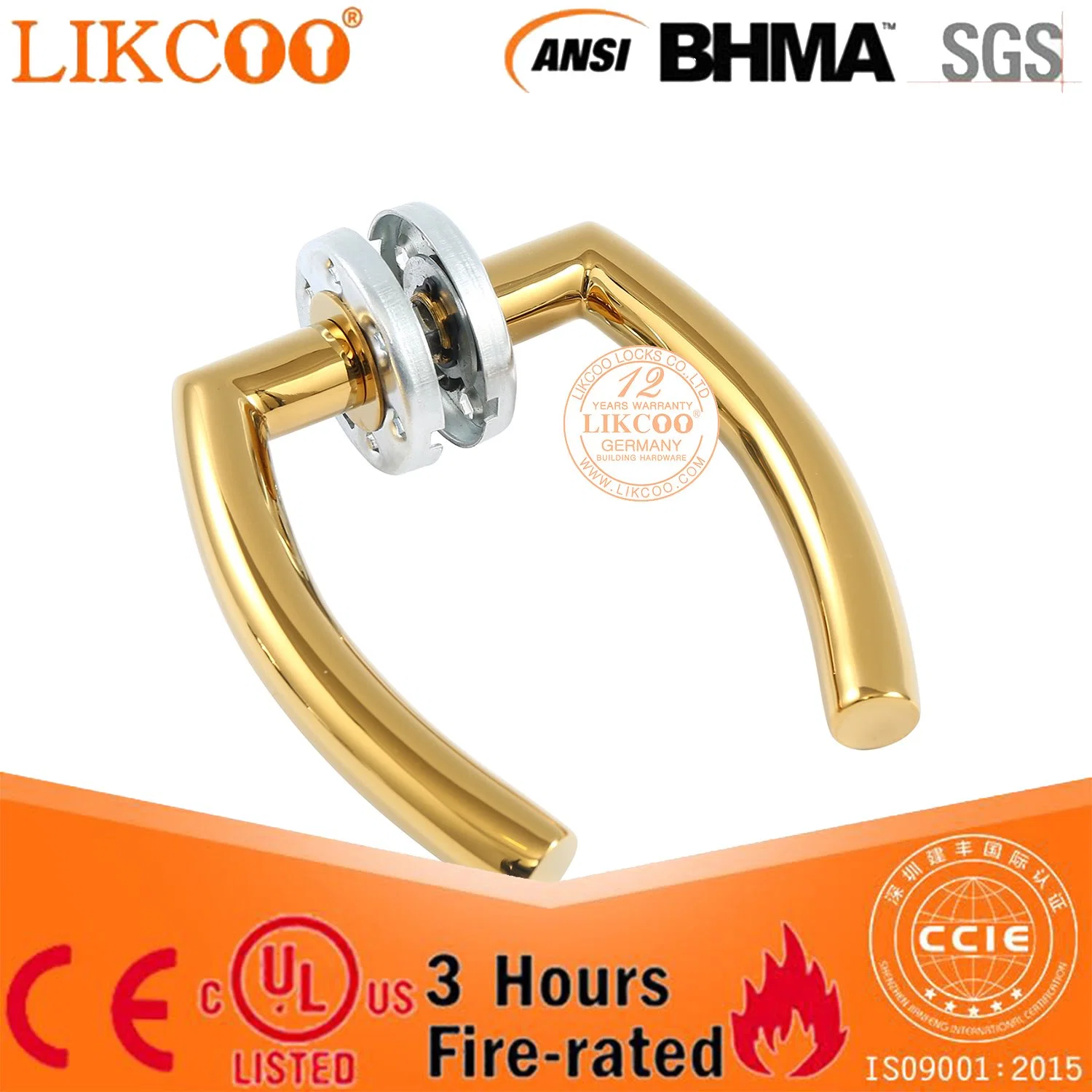 Stainless Steel Satin Gold PVD Hollow Handle for Wooden Door (TH011B)