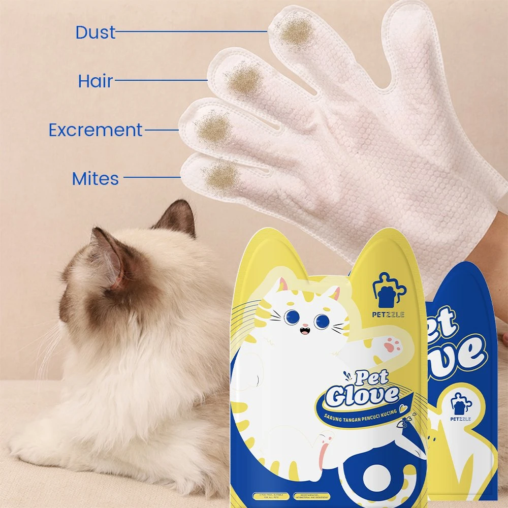 Plant Extracts Essence of Cats and Dogs Water-Free Cleaning Pet Gloves Wipes