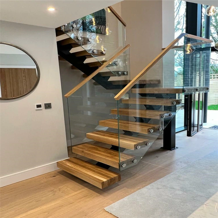 Ace Modern Customized Design Wooden Straight Stair Structural Steel Shapes Straight Staircase