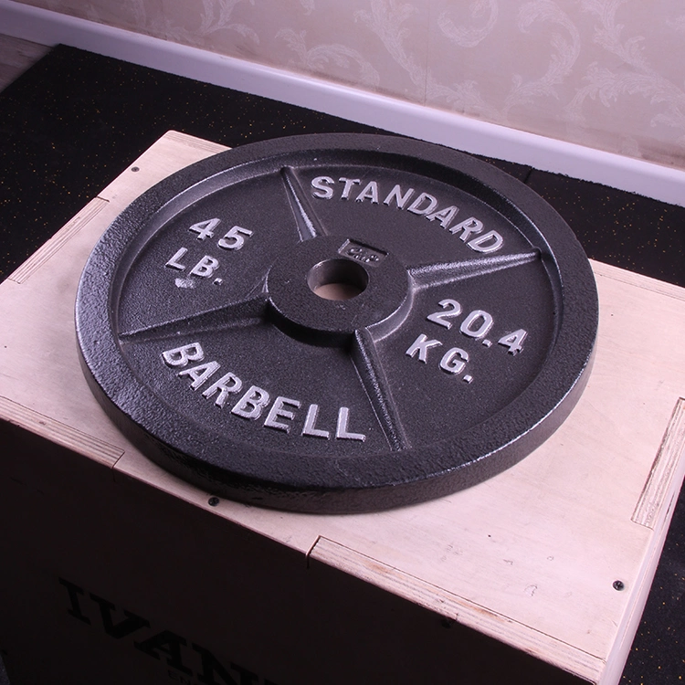 Günstige Preis Fitness Body Building Gym Equipment 45lb Langhantelplatten Standard-Langhantel-Hantelscheiben Aus Gusseisen