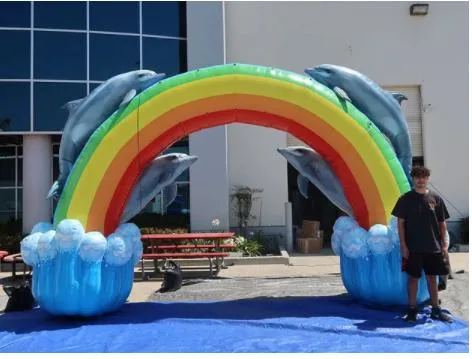 2024 New Inflatable Rainbow Arch with Dolphins for Sale