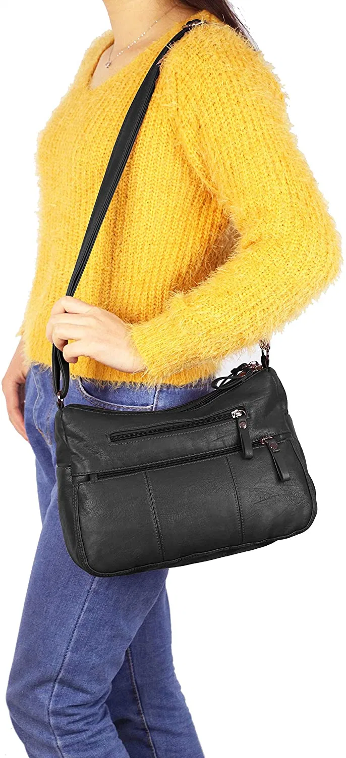 Women Soft PU Leather Shoulder Bag Ladies Crossbody Purse Bag