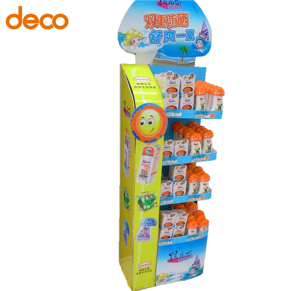 Advertising Custom Sun Cream Paper Display Shelf for Skin Care Product