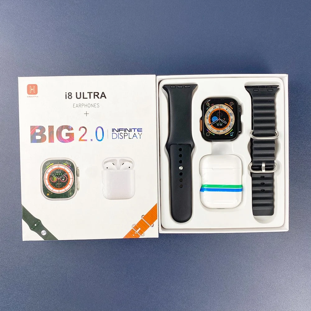 2023 fábrica original I8 Ultra Smart Watch 2 em 1 Auricular com carregador sem fios Reloj inteligente Ecrã Táctil completo Gift Veja
