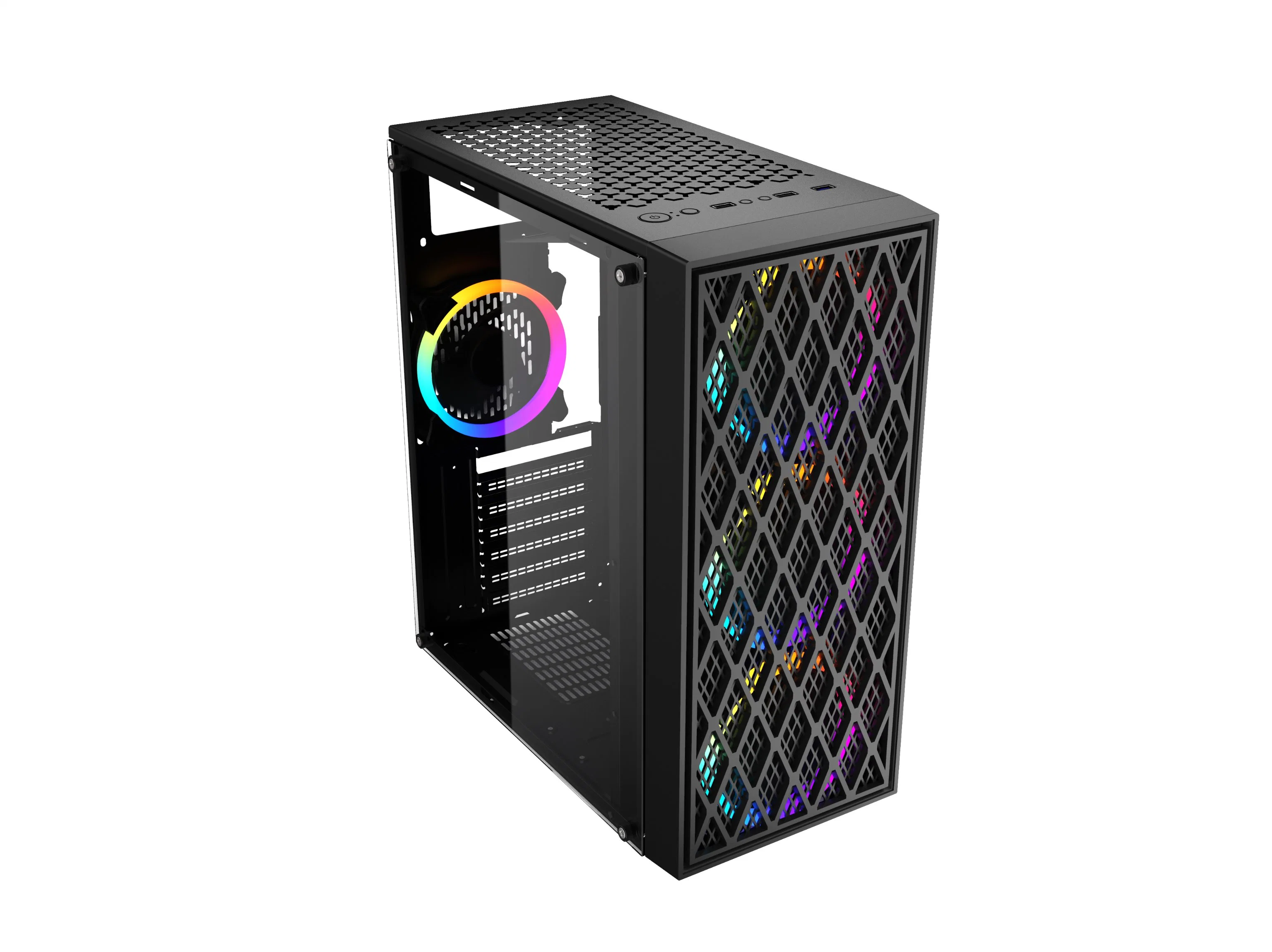 Fashion Hot Wholesale/Supplier Tower Computer Cabinet PC ATX Case with 12cm RGB Fans