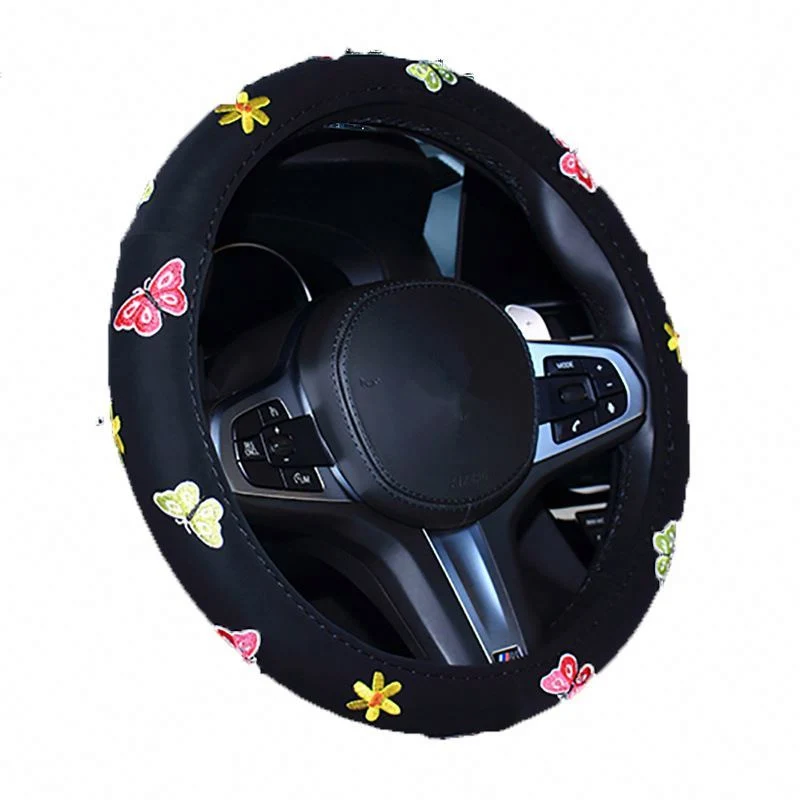 Car Leather PE Fur Plastic Covers Braid Safe and Healthy PU Accessories Bling Crystal Diamond on Steering Wheel Cover