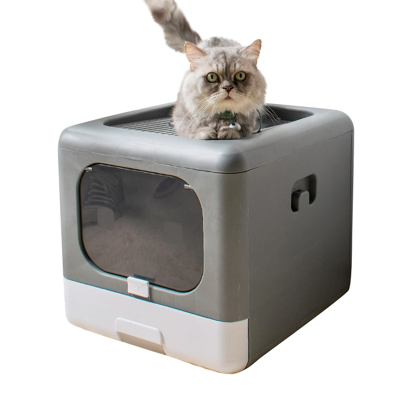 New Design Foldable Drawer Type Grey Pet Cat Toilet Wc Box