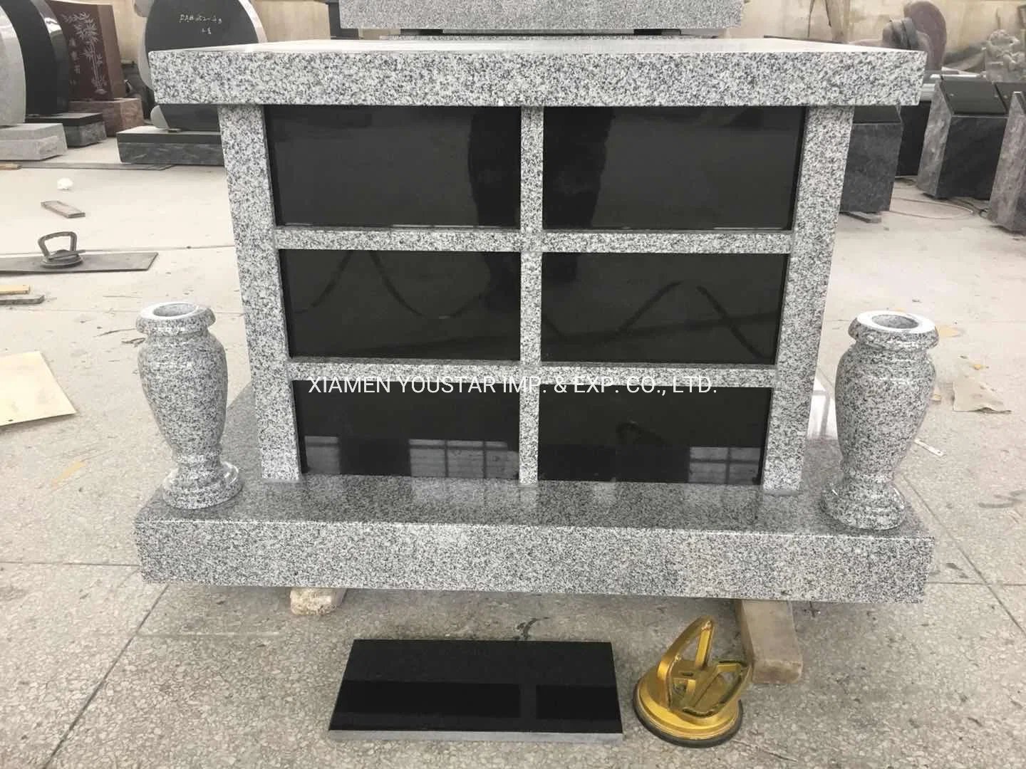 12 Niche Private Columbarium Gray Granite with Black Color Face Door