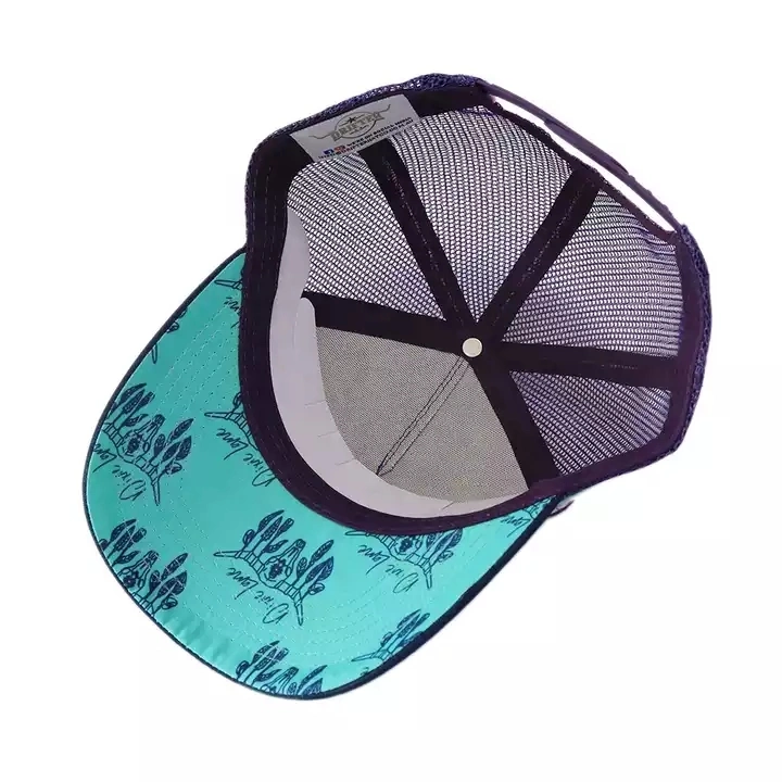 Design personnalisé nouveau style camionneur Pays Pac 5 panneau structuré avec des rayures en soie de haute qualité de l'impression Mesh Cap Hat