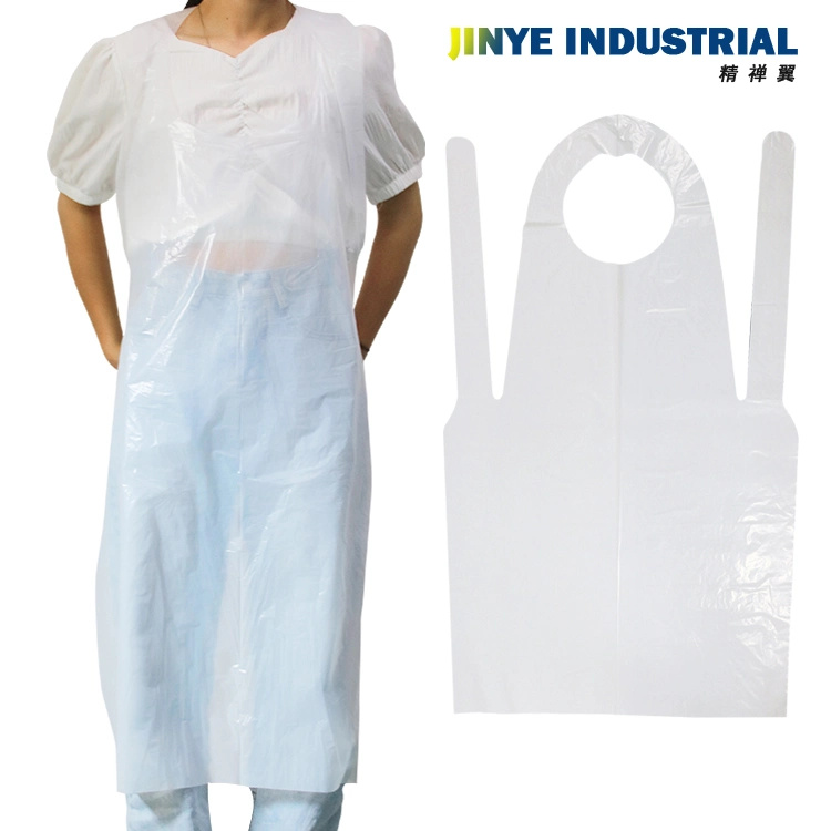 Plastic White PE Disposable Apron Waterproof Dishwasher Aprons