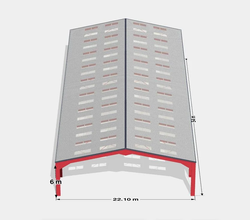 Europa Ancho (Span): 24m, Altura: 6m, Longitud: 18-60m, Edificio de Granja / Almacén de Estructura de Acero Estándar Ligero Prefabricado con CE