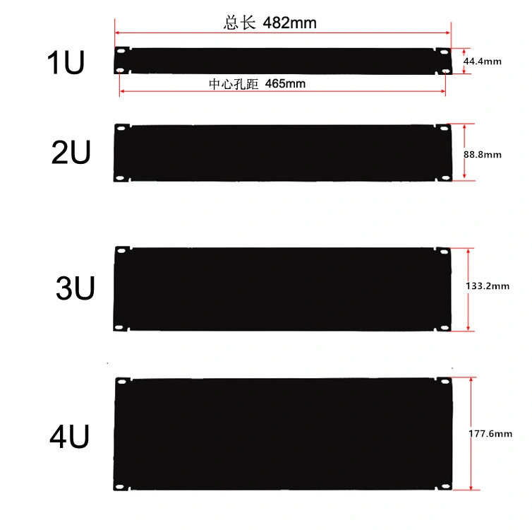 19inch 1U 2U 3U 4U Blank Panel SPCC Pulverbeschichtung Fertig Stellen