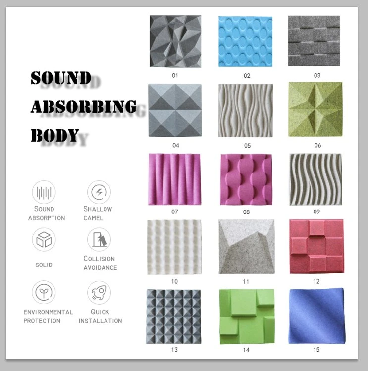 Various 3D Pet Acoustic Decoration Colorful Wall 100% Polyester Fiber Sound Absorption Panels