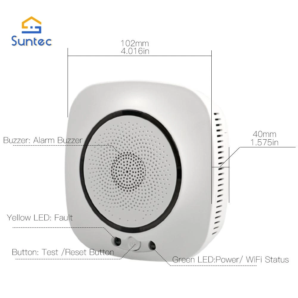 WiFi Smart Co Gas Sensor APP Notification Alerts Home Alarm Security Detector