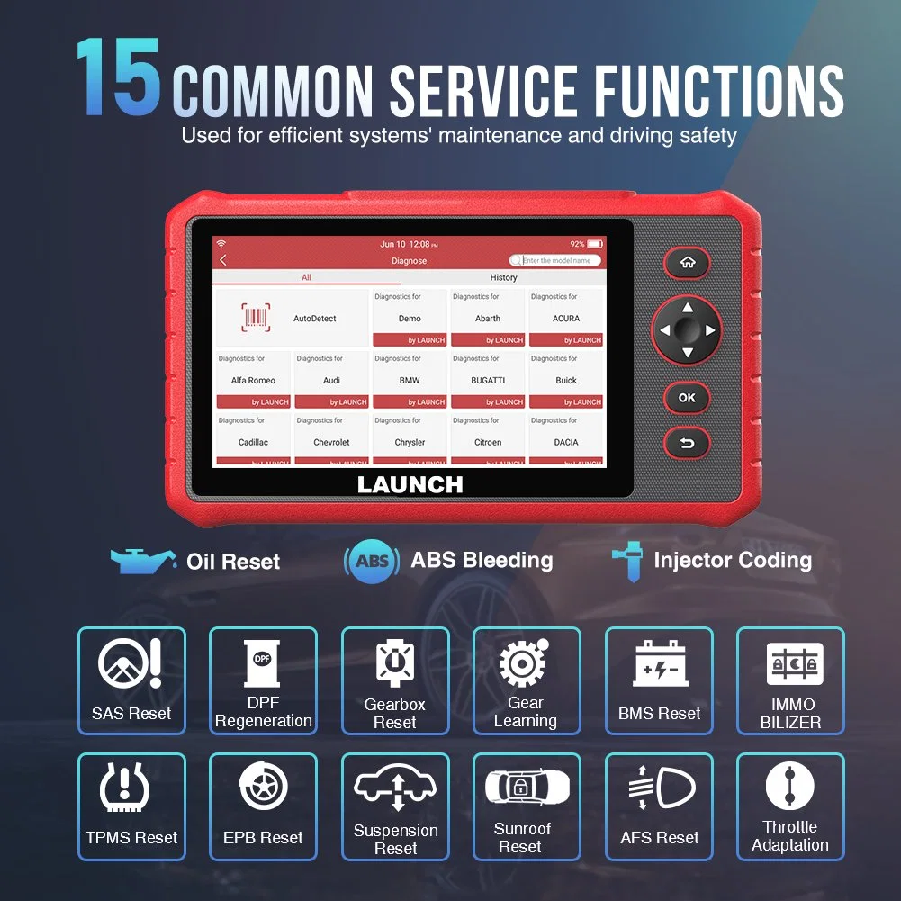 Launch X431 Crp909X Full System Diagnostic Machine with OBD2 Scanner /15 Reset Functions for All Cars Crp909 Lanzar X431 Crp909e