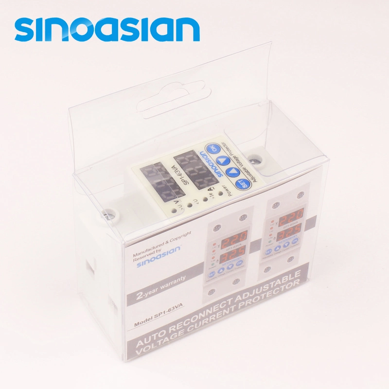 Adjustable DIN-Rail 220V 40A Over Under Voltage Current Overload Protector