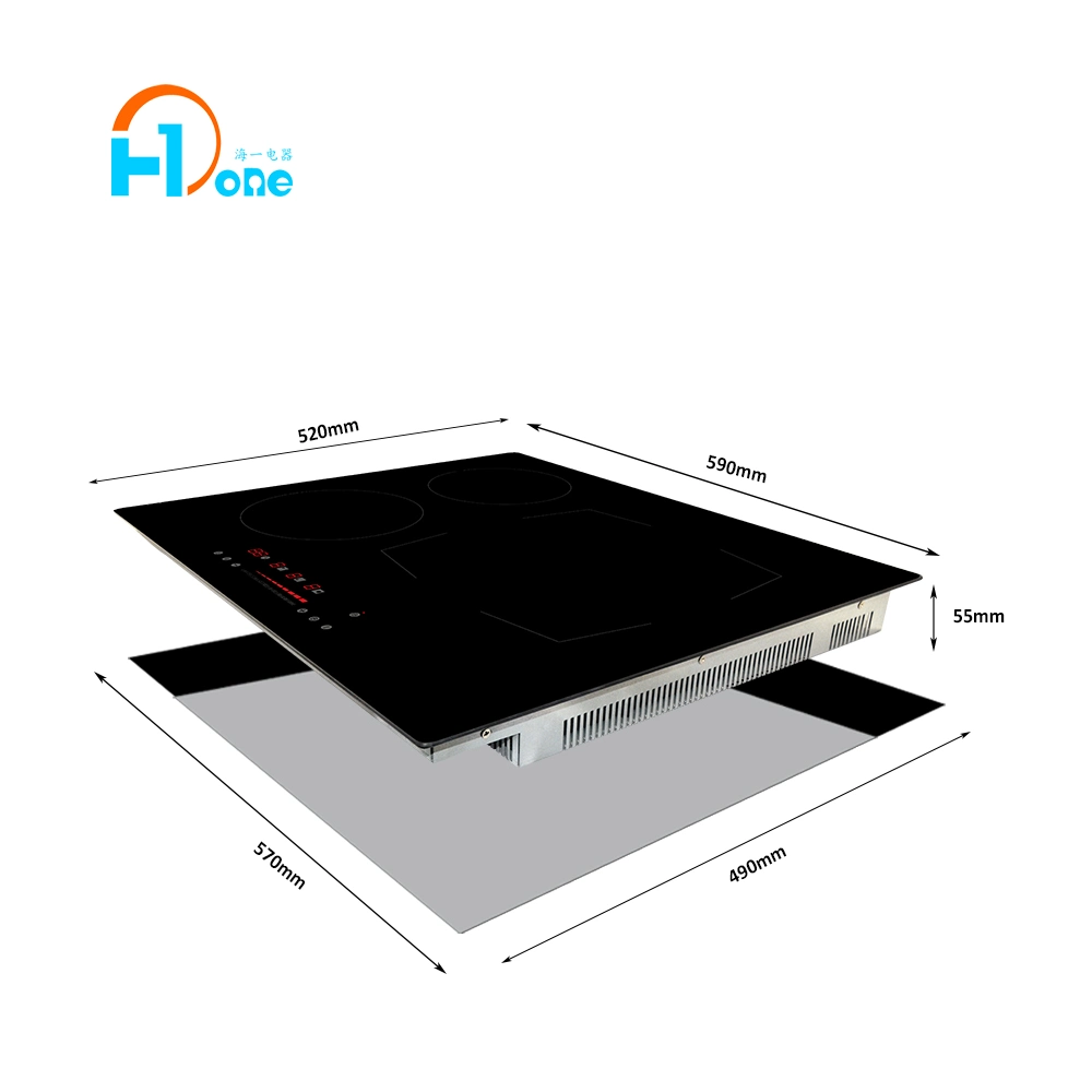 60cm eingebaute 3-Zonen Induktionsplatte mit TouchSlider-Steuerung und hoher Qualität Hitzebeständige Keramikglasscheibe