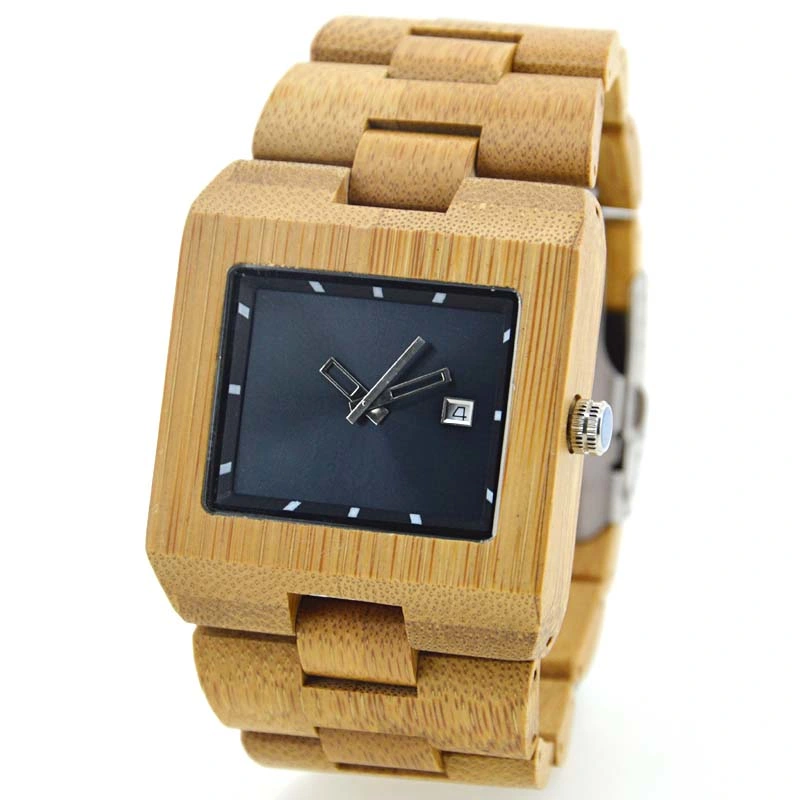 Custom Brand Handmade Square Maple Wrist Watch