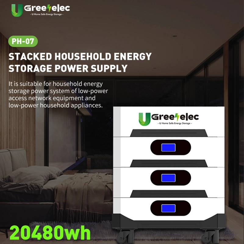 U-Greenelec High Energy Density Conversion Efficiency 51.2V 200ah 100ah LiFePO4 Battery Energy Storage Stackable 48V Batteries