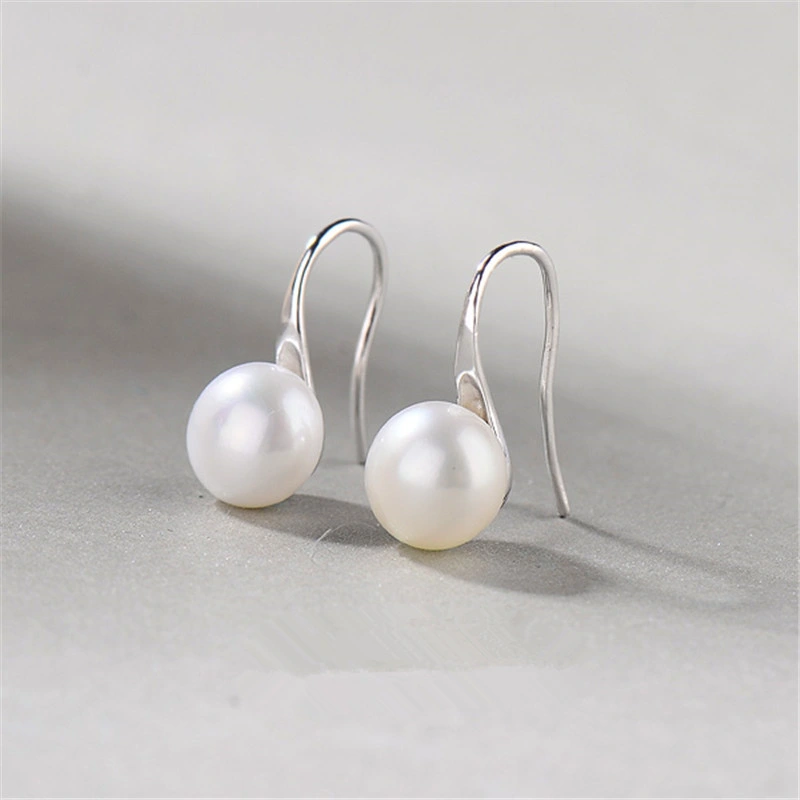 925 Sterling Silver Small Bulb Freshwater Pearl Ear Hook Earrings