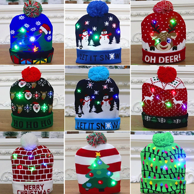 9.4 Inch Soft Plush Cable Knitted Christmas Hat for Xmas Girl Children Boy