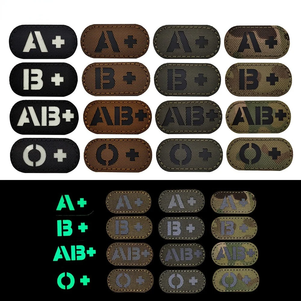 Custom Tactical Blood Type Badge Embroidered Patch a+ B+ Ab+ Embroidery Patches for Clothing Patches on Clothes Sewing DIY