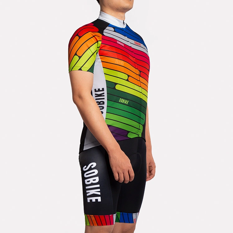 China Custom Cycling Wear Black Colorful Bike Uniform Men's Bicycle Clothing Long Sleeve Cycling Jerseys Suit Set