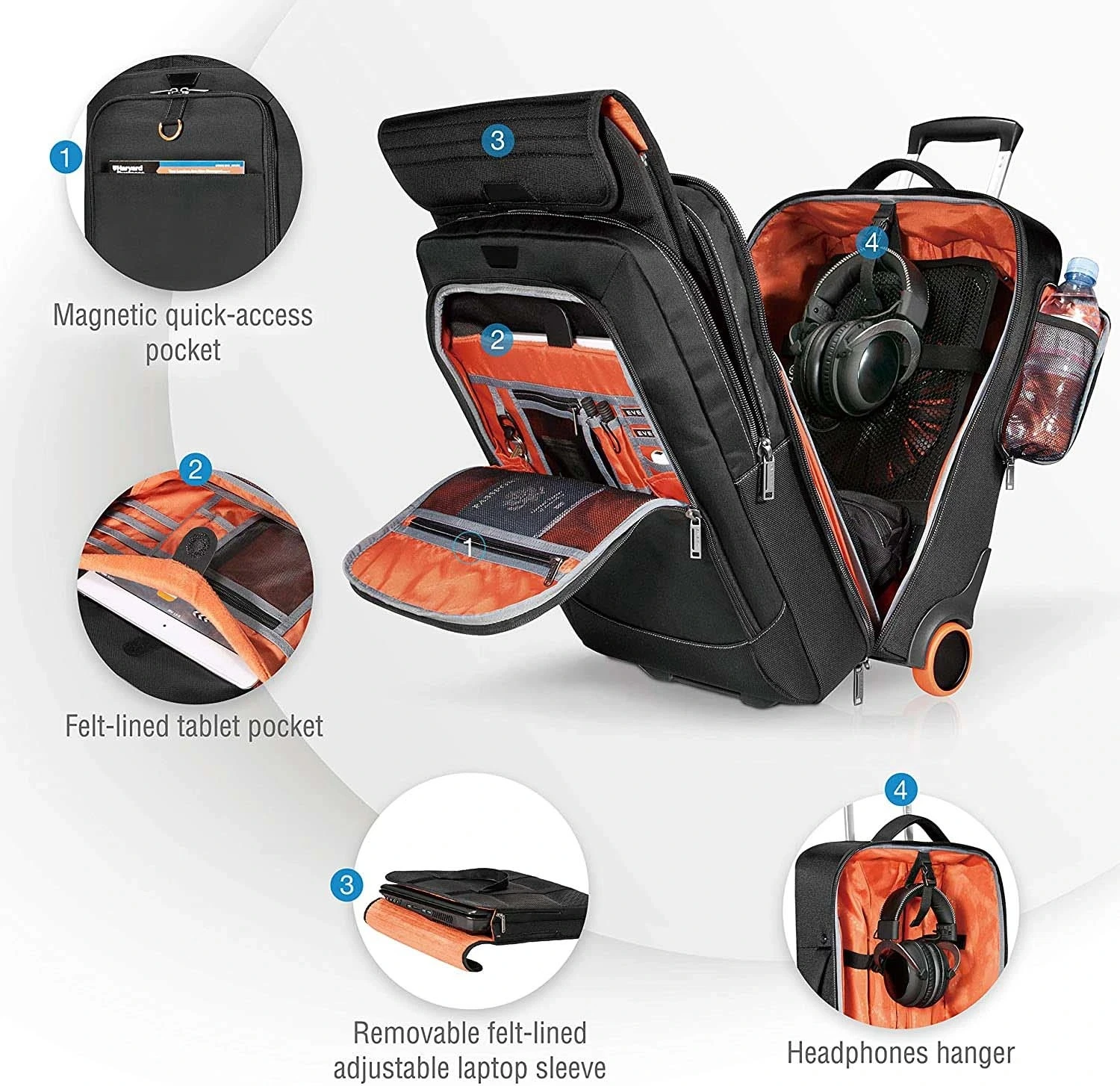 Waterproof High Capacity Drop-Bottom Wheeled Duffel Trolley Luggage Bag Travel Bag