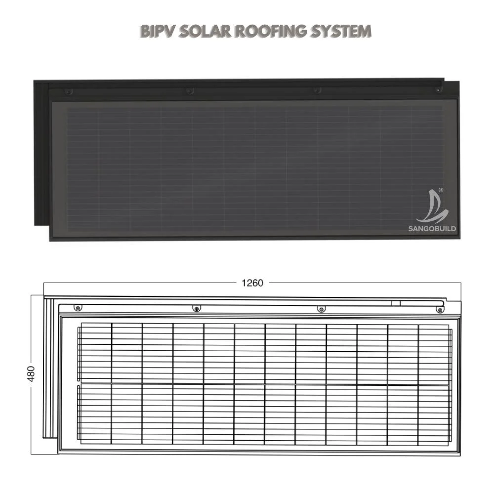 Honduras PV Flat Green Energy Building Material Solar Shingle Panel with Cell Photovoltaic Solar Roof Tile