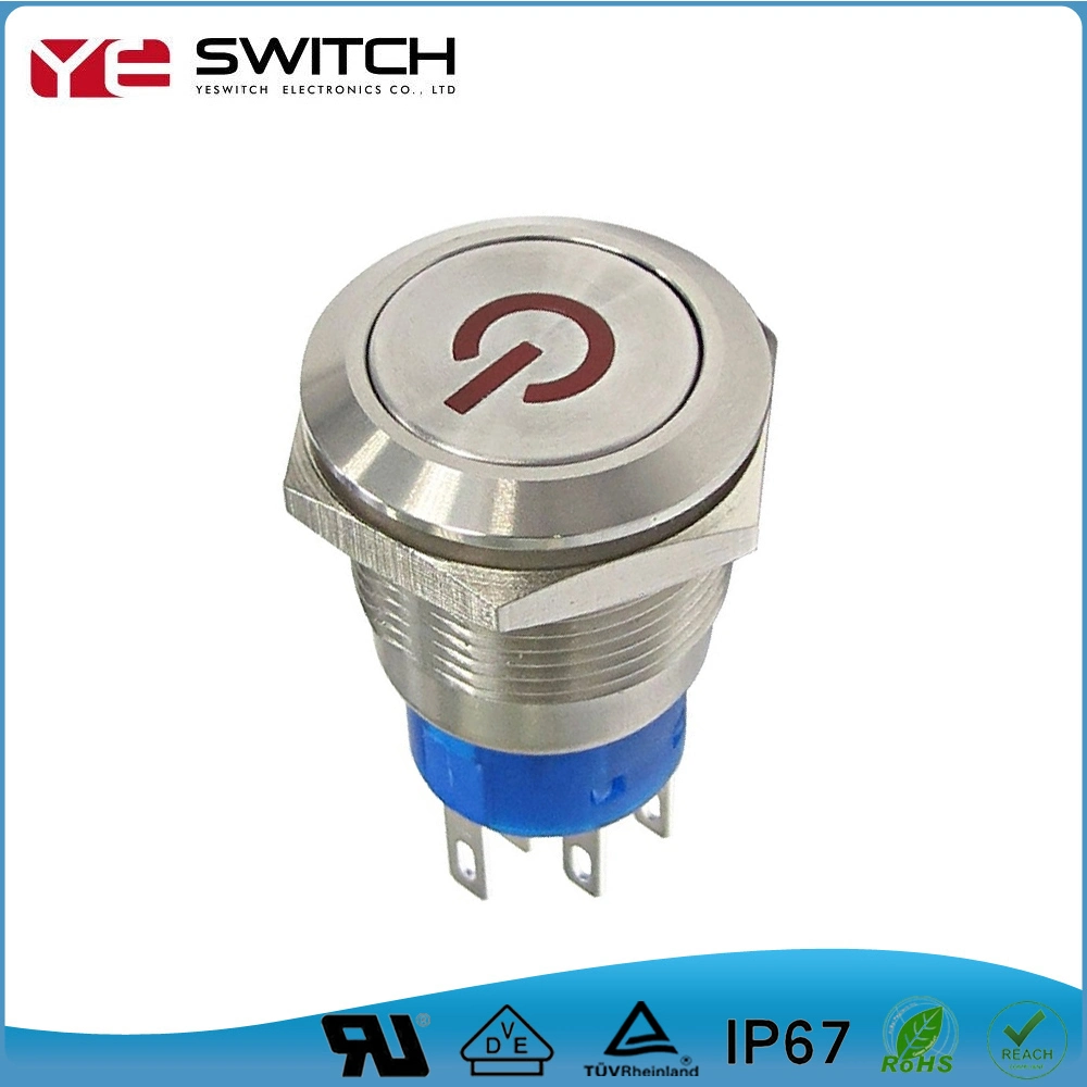 19mm Electrical Sealed Waterproof Metal Push Button Switch with UL Certificates